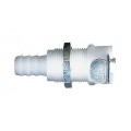 CPC® Quick-Disconnect Fittings, Hose Barb Bodies, Panel-Mount, Acetal, Valved, 1/8" ID, 1/Ea
