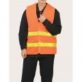 Orange Mesh Safety Vest with yellow reflective strip, printing of the word 'Marshaller', 58 x 68cm