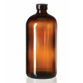 1 Litre Round Amber Glass Bottle With Cap & Stopper