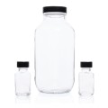 DWK Life Sciences KIMBLE® Clear Glass French Square Bottles, Convenience Packs (Caps Attached), 125 mL, PTFE-Faced LDPE Foam