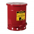 10 Gallon, Oily Waste Can, Hands-Free, Self-Closing Cover, SoundGard™ , Red
