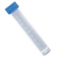 Globe Scientific Transport Tube, 10mL, with Separate Blue Screw Cap, PP, Conical Bottom, Self-Standing, Molded Graduations